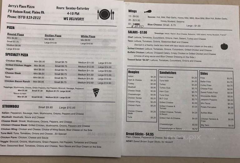 Jerry's Place - Wilkes Barre, PA menu_pic