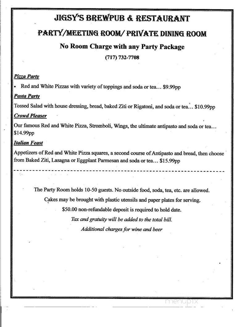 Jigsy's Pizza - Enola, PA menu_pic