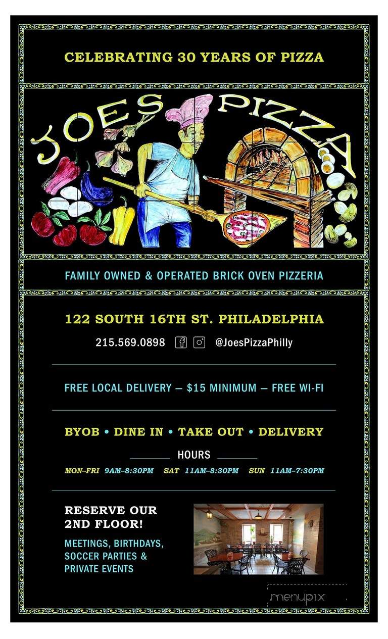 Joe's Pizza - Philadelphia, PA menu_pic