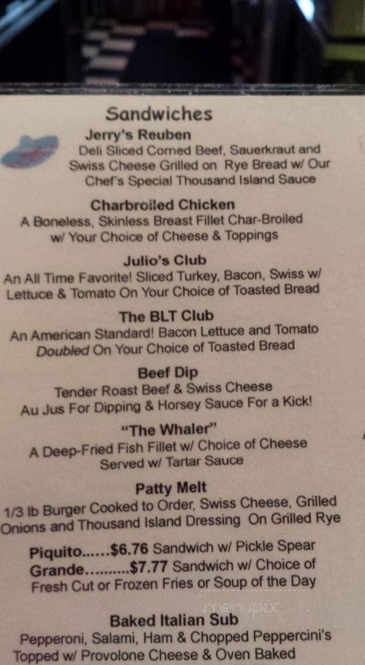 Julio's Tavern - DuBois, PA menu_pic