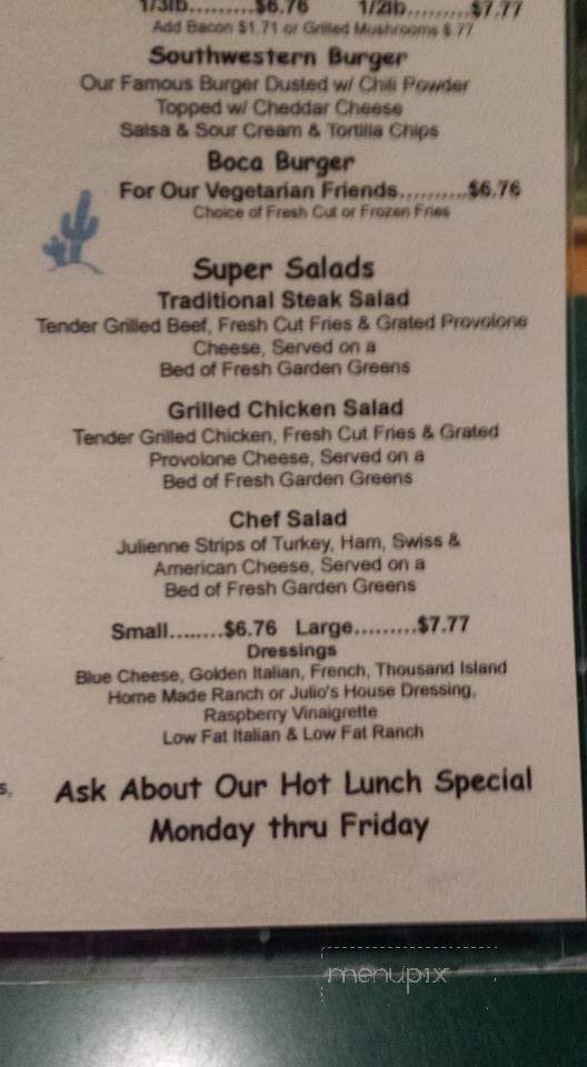 Julio's Tavern - DuBois, PA menu_pic