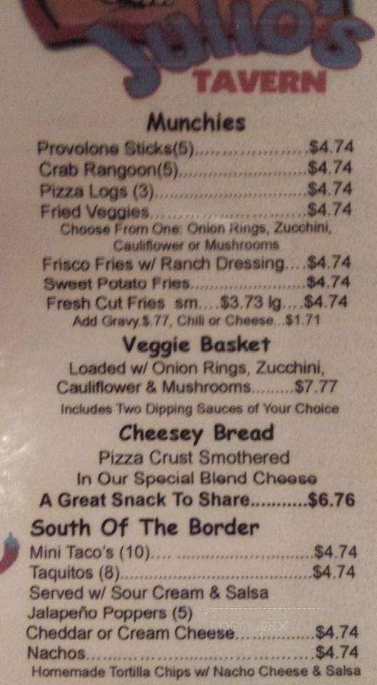 Julio's Tavern - DuBois, PA menu_pic