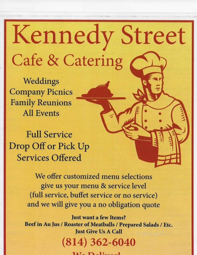 Kennedy Street Cafe - Bradford, PA menu_pic