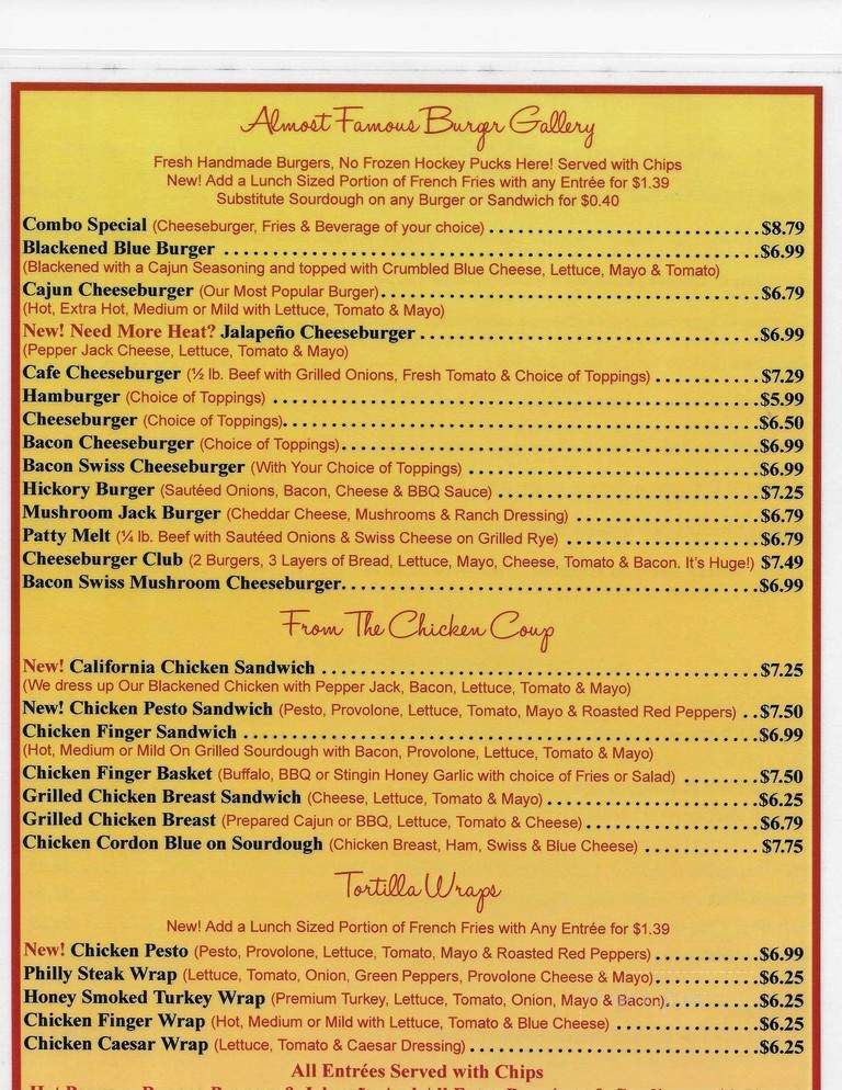Kennedy Street Cafe - Bradford, PA menu_pic