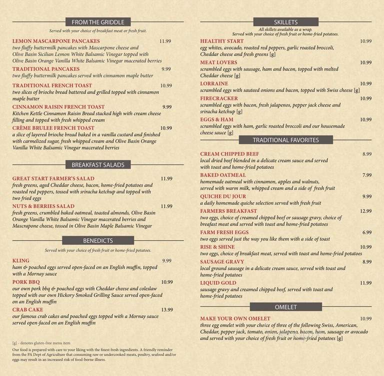 Kling House Restaurant - Intercourse, PA menu_pic