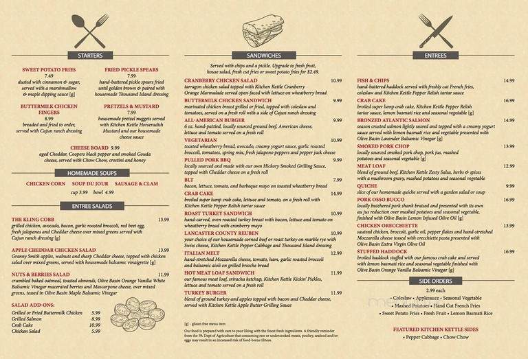 Kling House Restaurant - Intercourse, PA menu_pic