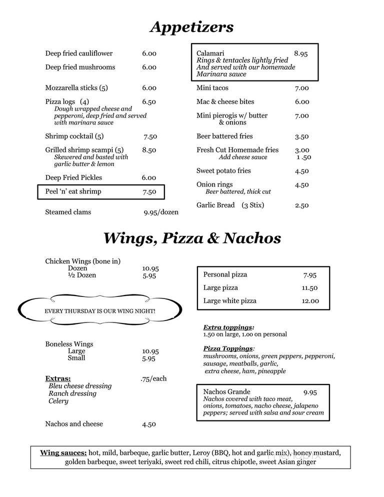 Lakewood Lodge - Lakewood, PA menu_pic