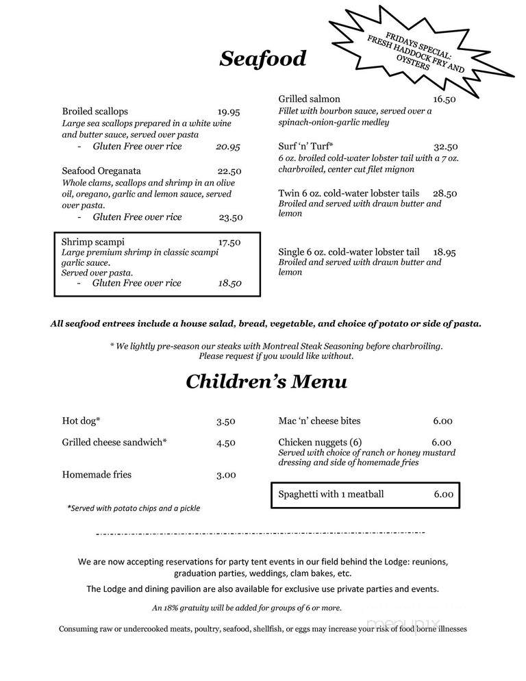 Lakewood Lodge - Lakewood, PA menu_pic