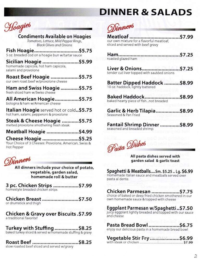 Lily's - Punxsutawney, PA menu_pic