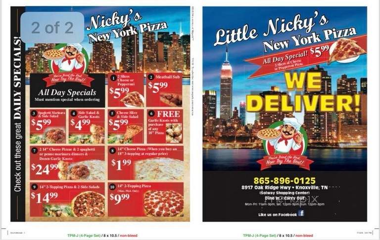 Little Nicky's Pizza - Allentown, PA menu_pic