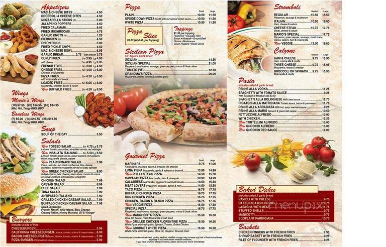 Mario's Pizza - East Greenville, PA menu_pic