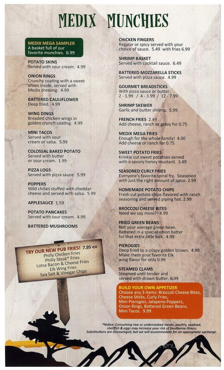 Medix Hotel - Weedville, PA menu_pic