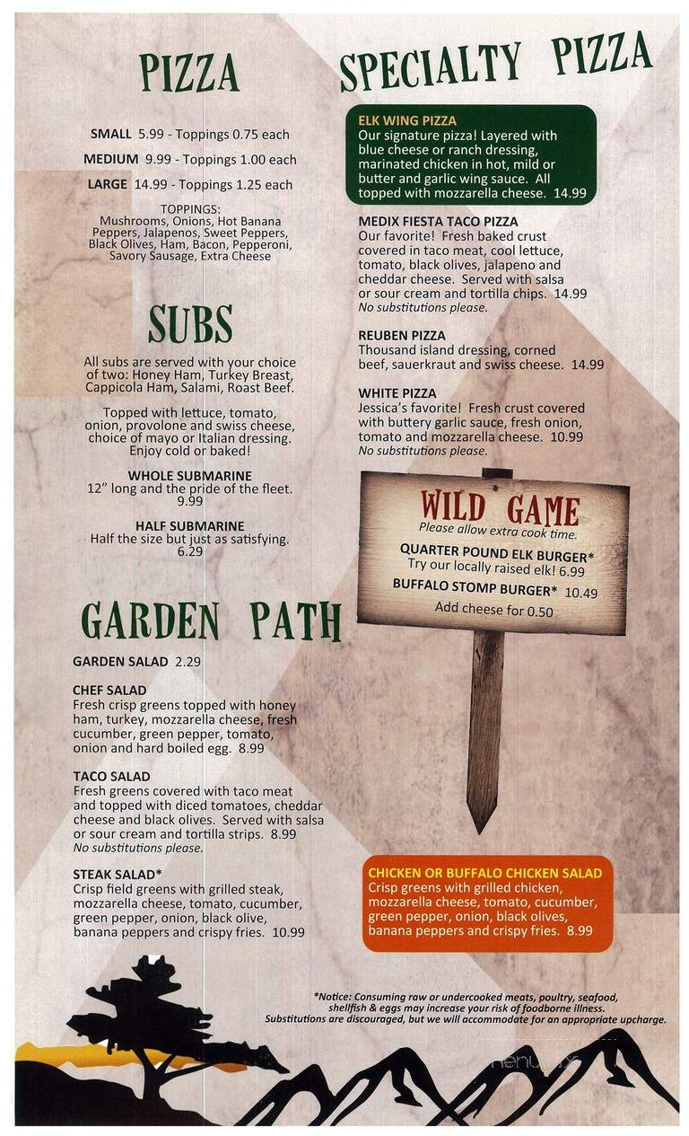 Medix Hotel - Weedville, PA menu_pic