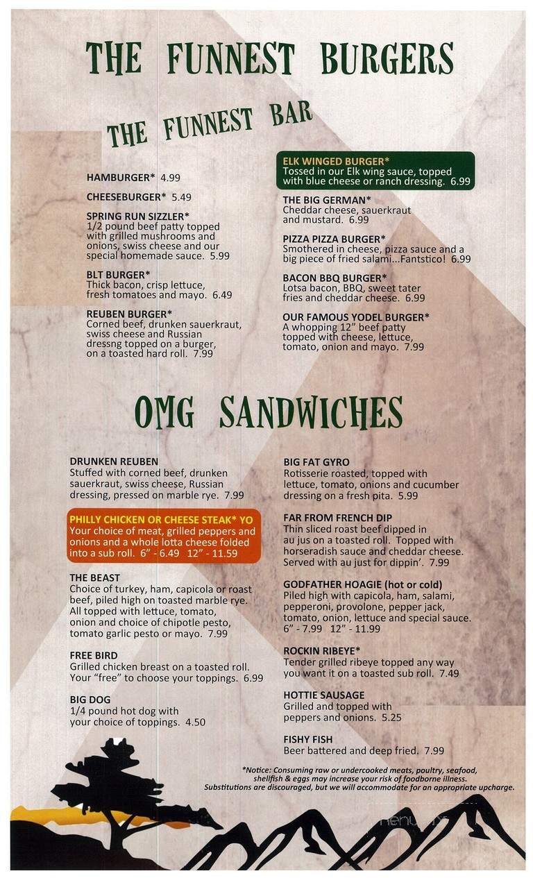 Medix Hotel - Weedville, PA menu_pic
