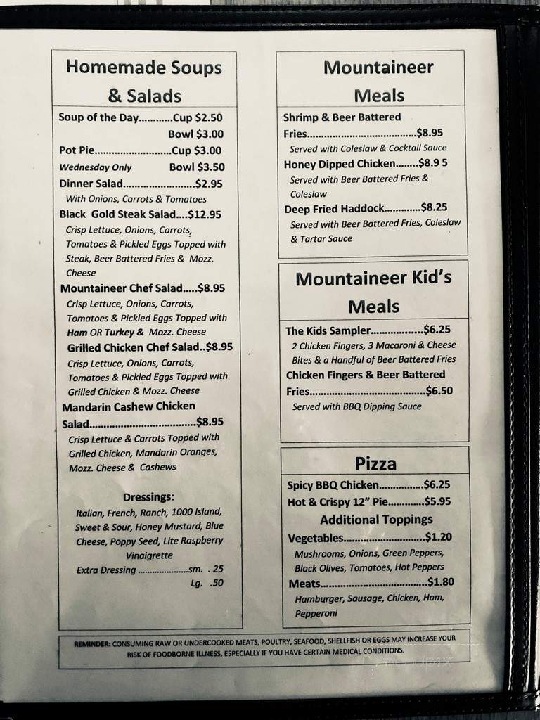 Montaineer Lounge - South Williamsport, PA menu_pic