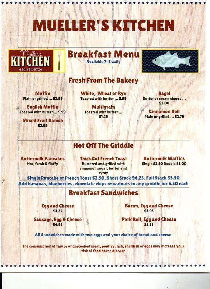 Mueller's Too Restaurant - Easton, PA menu_pic