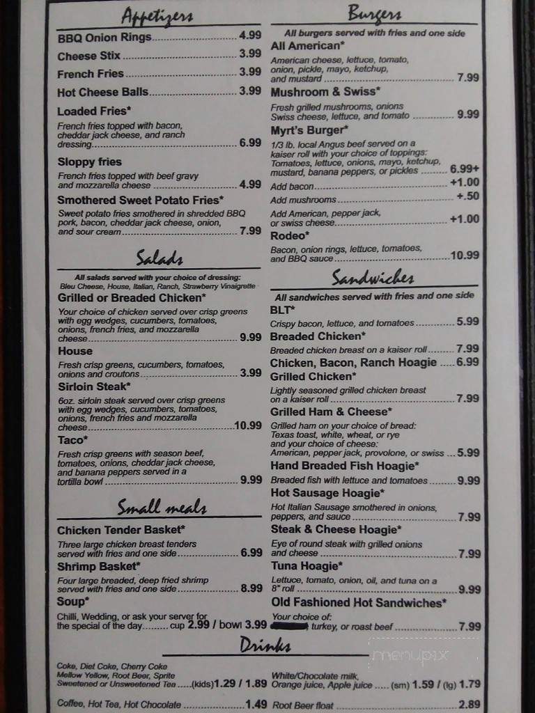 Myrt's - Ford City, PA menu_pic