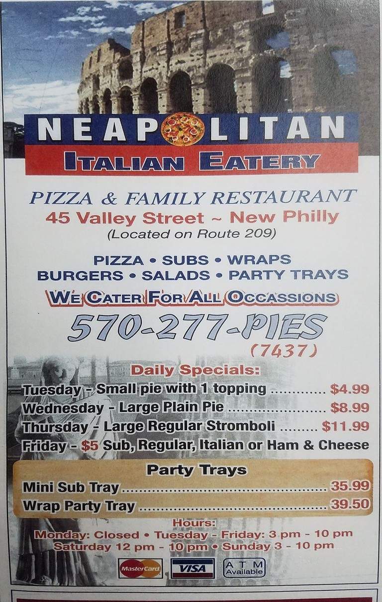 Neapolitan Italian Eatery - New Philadelphia, PA menu_pic