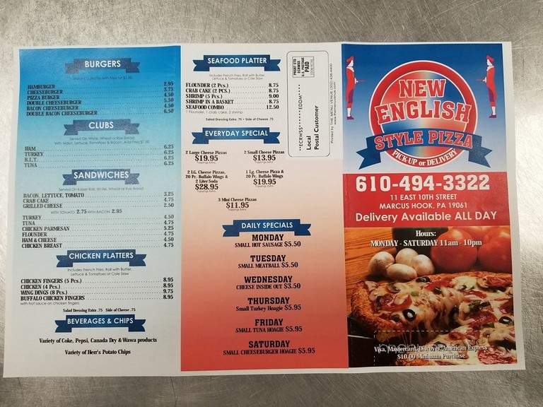 New England Style Pizza - Marcus Hook, PA menu_pic