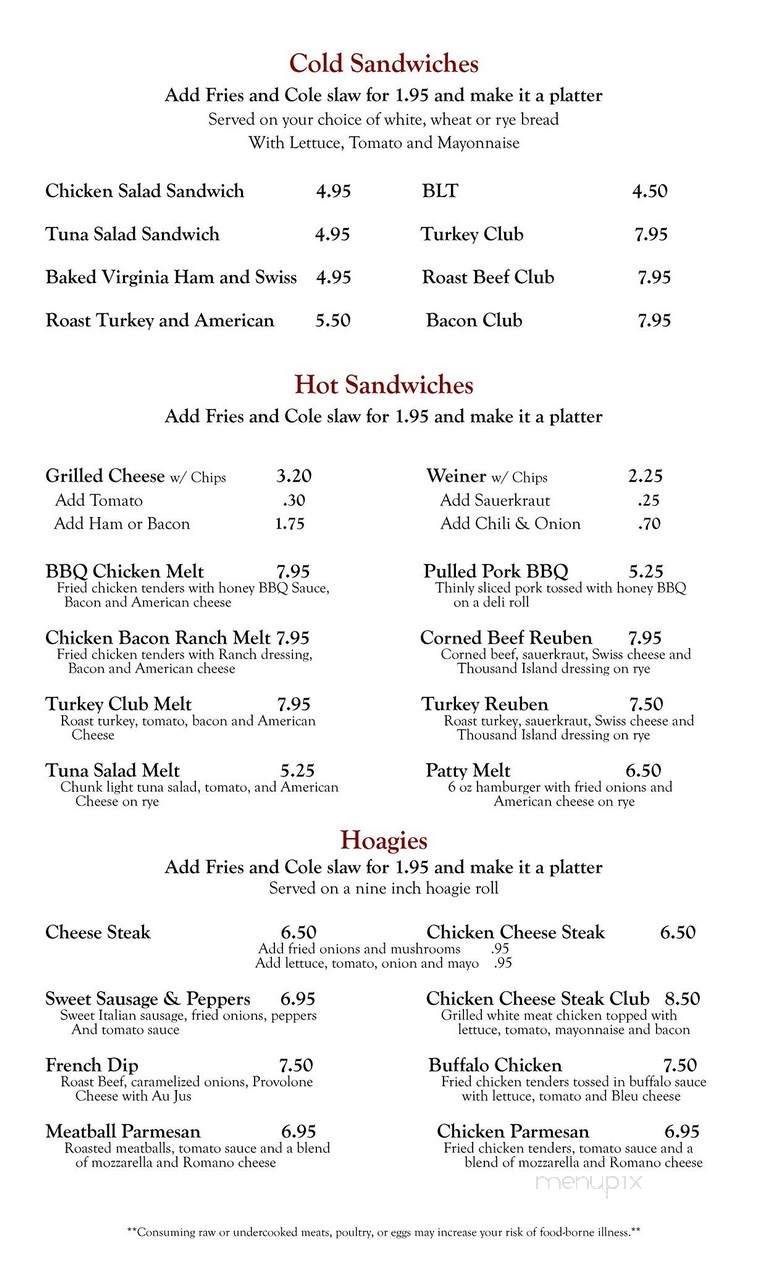 Nicholson Diner - Nicholson, PA menu_pic