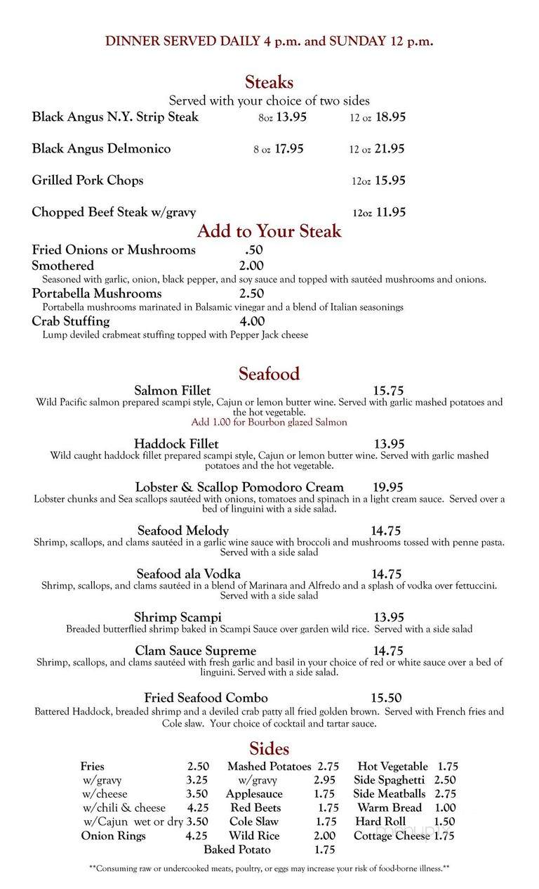 Nicholson Diner - Nicholson, PA menu_pic