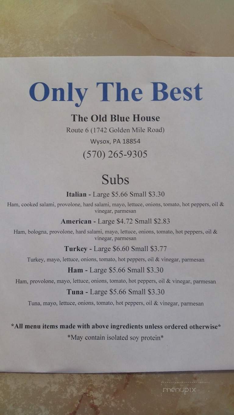 Only The Best - Wysox, PA menu_pic