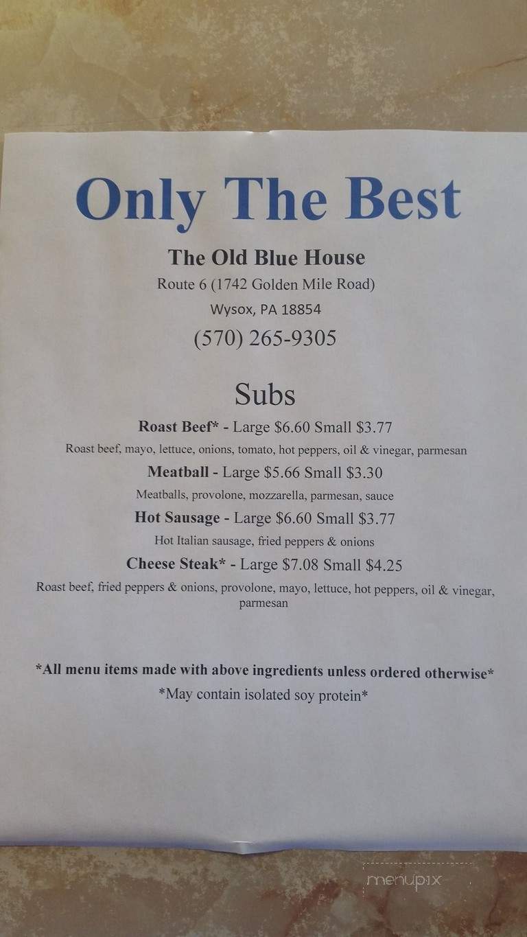 Only The Best - Wysox, PA menu_pic