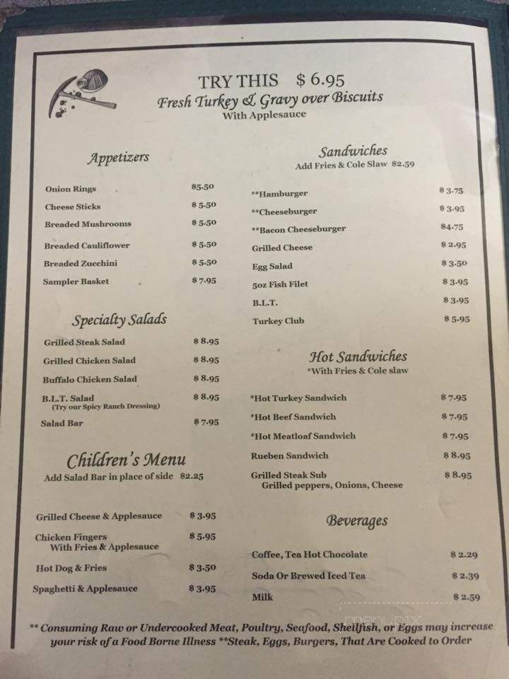 Coal Miners Diner - Jennerstown, PA menu_pic