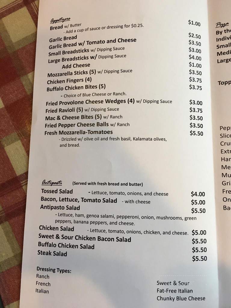 Paesano Pizza - Jacobus, PA menu_pic