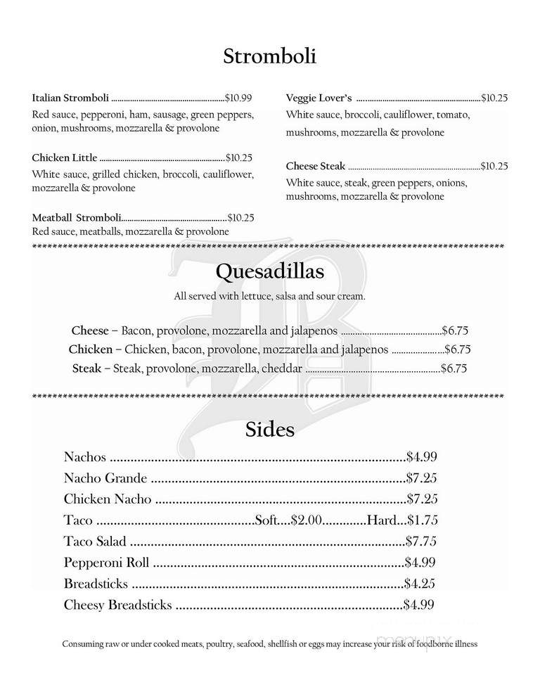 Menu of Paint Room in Connellsville, PA 15425