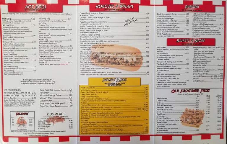 Paulies - Honesdale, PA menu_pic