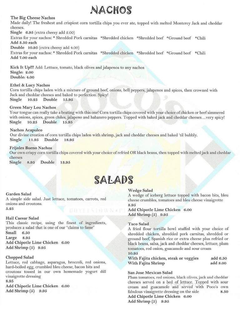 Pocos - Doylestown, PA menu_pic