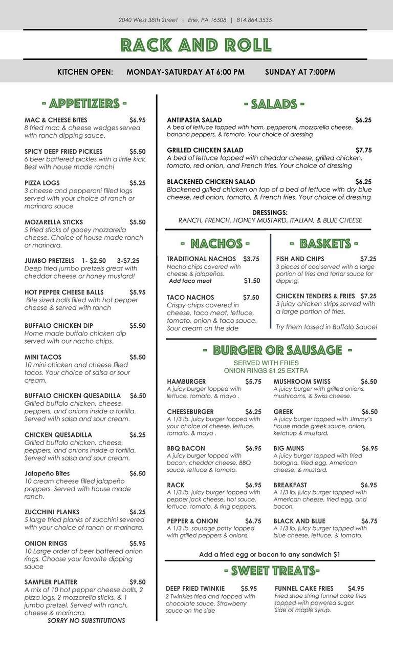 Rack & Roll - Erie, PA menu_pic