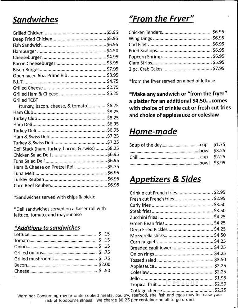 Restless Oaks Restaurant - McElhattan, PA menu_pic
