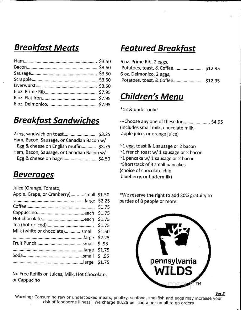 Restless Oaks Restaurant - McElhattan, PA menu_pic
