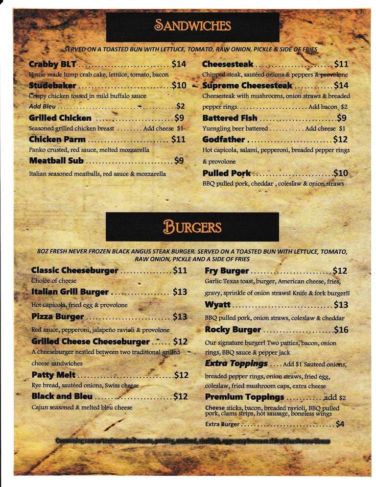 Rocky Grill - Brockway, PA menu_pic