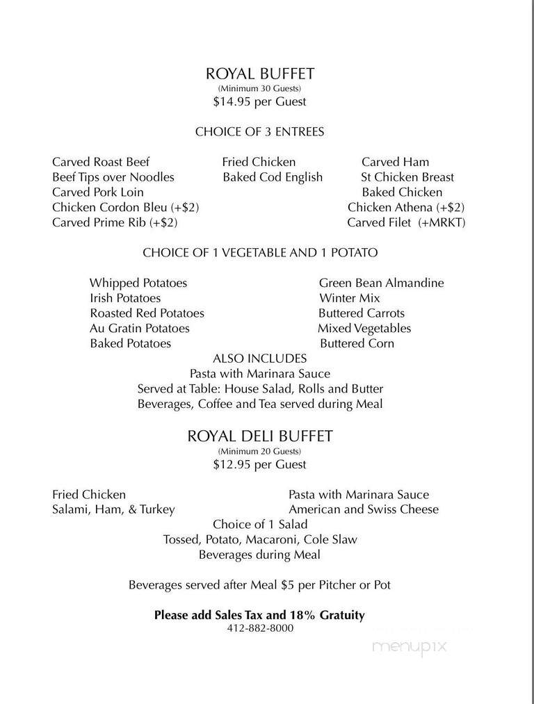 Royal Place Restaurant - Castle Shannon, PA menu_pic