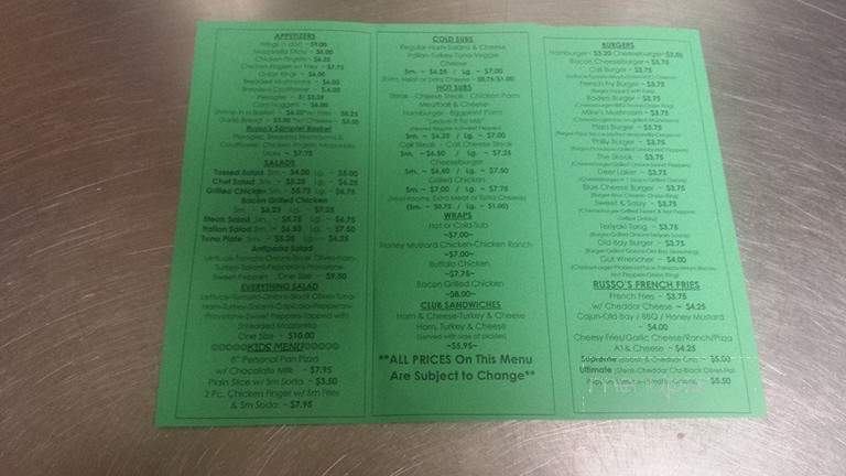 Russo's Pizza Den - Orwigsburg, PA menu_pic