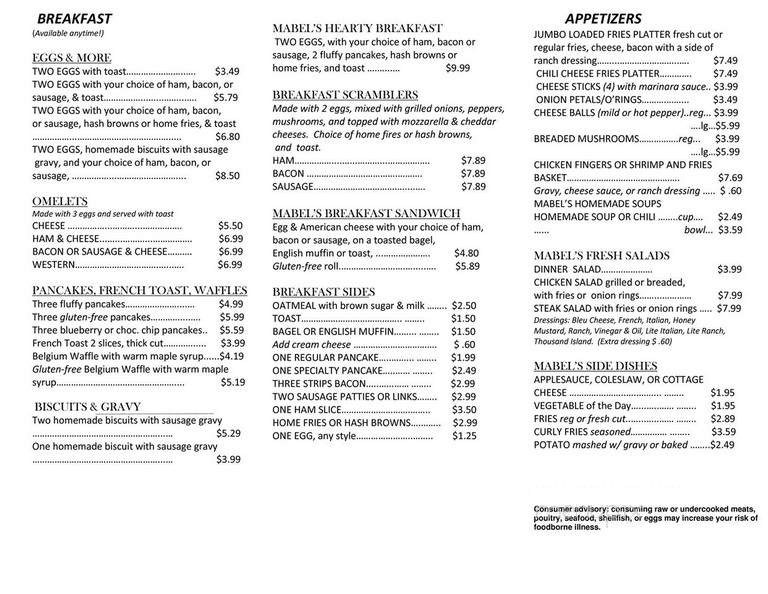 Mabel's Table - Dayton, PA menu_pic