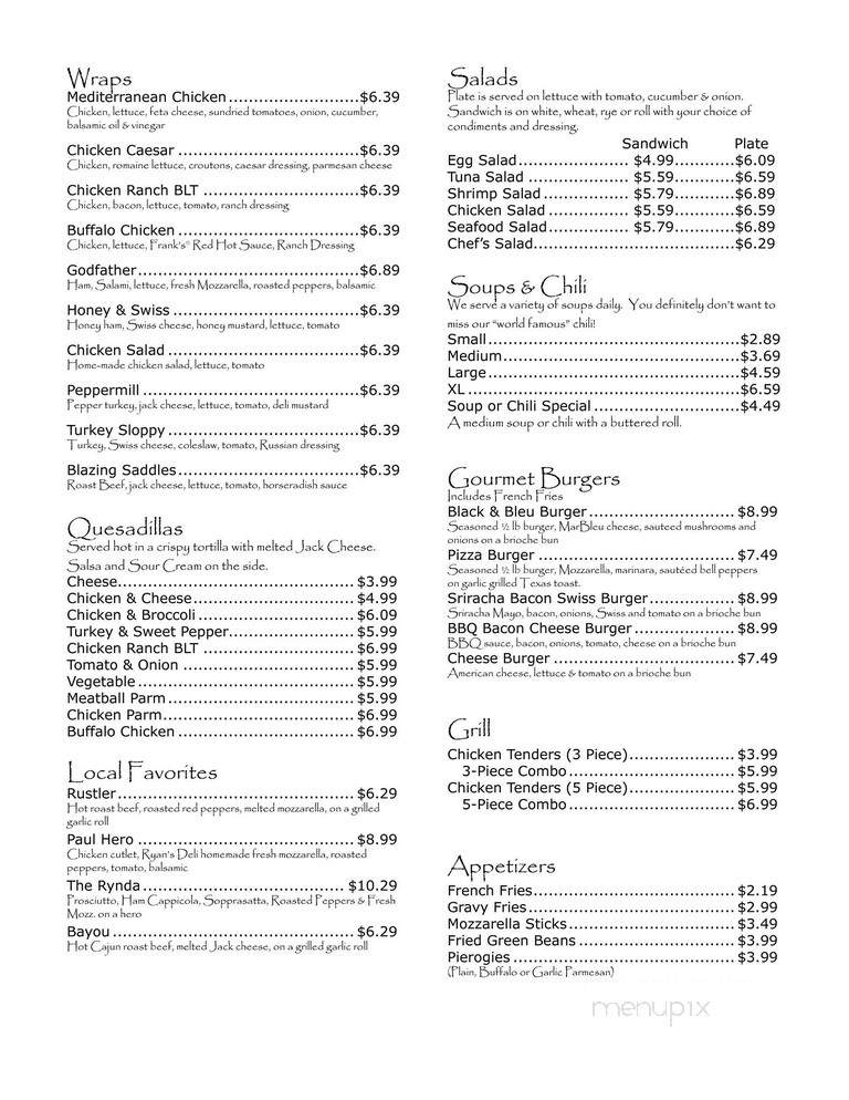 Ryan's Deli - Hawley, PA menu_pic