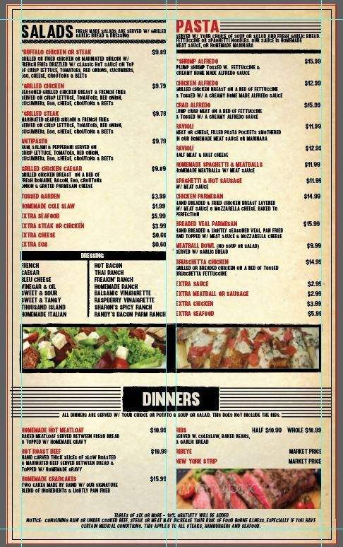 Rye's Bar & Restaurant - Brownsville, PA menu_pic