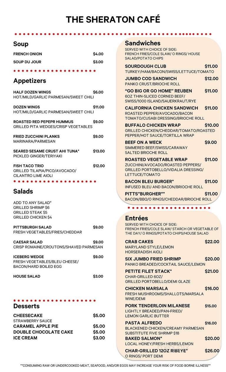 Sheraton - Pittsburgh, PA menu_pic