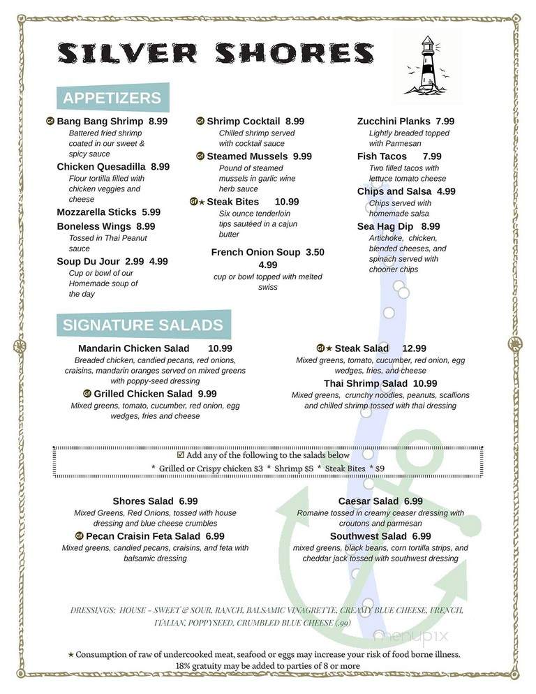 Silver Shores Restaurant - Conneaut Lake, PA menu_pic