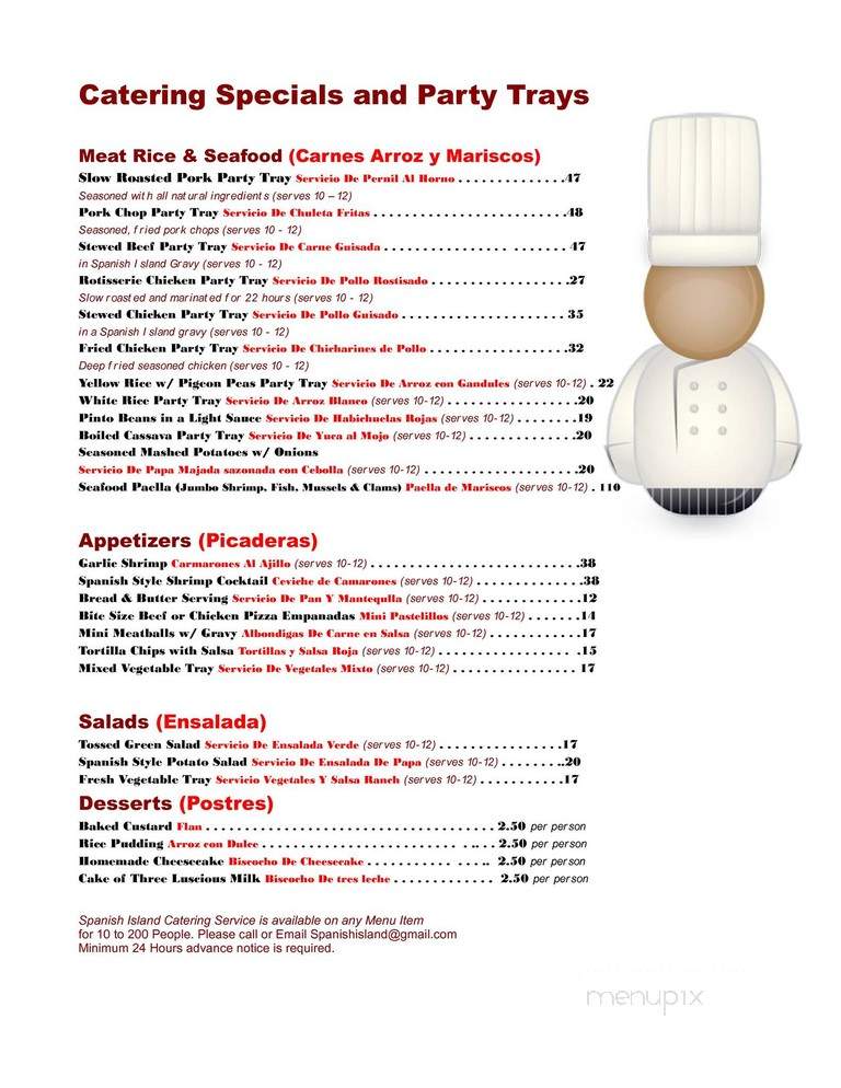 Spanish Island Restaurant - Philadelphia, PA menu_pic