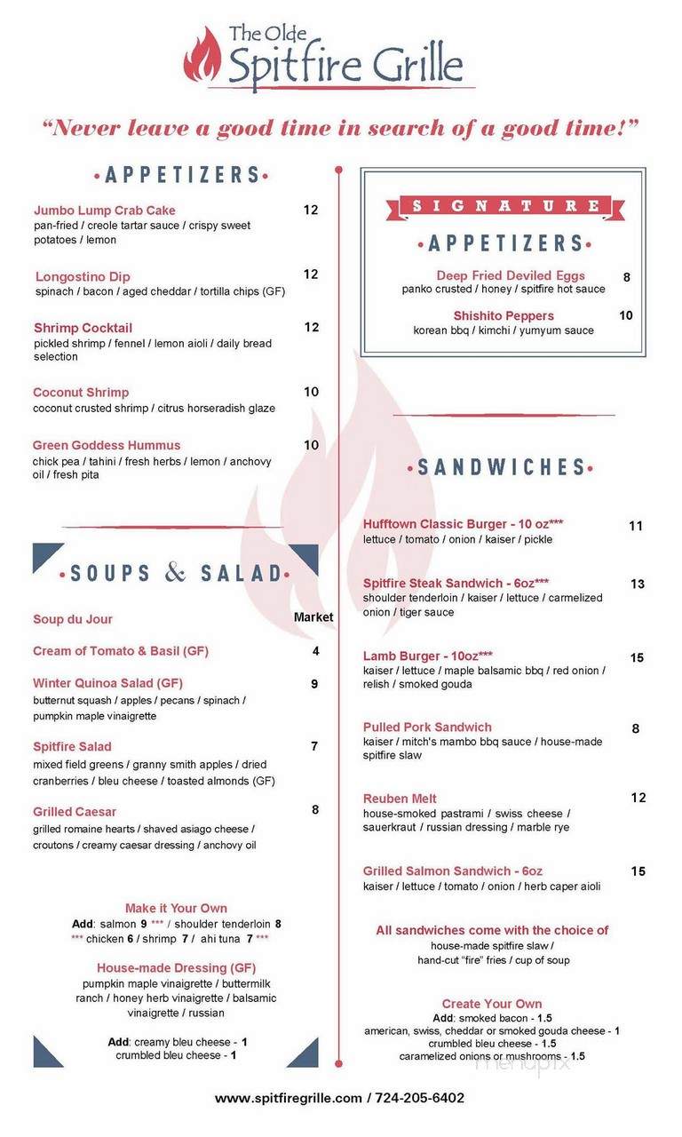 Spitfire Grille - Greensburg, PA menu_pic