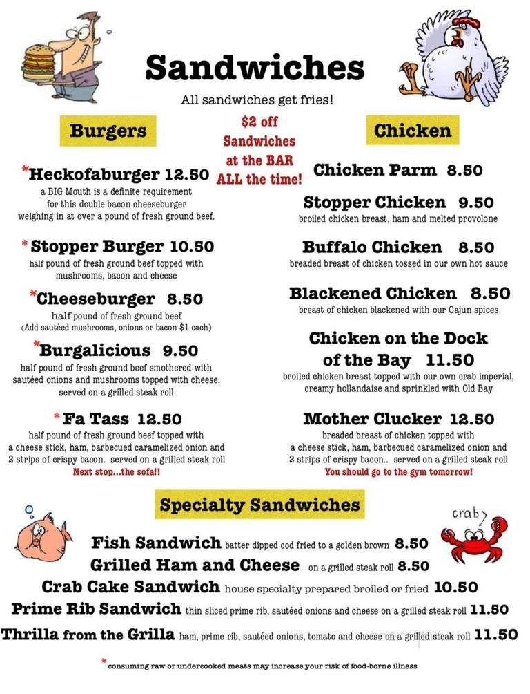 Stopper's - Birdsboro, PA menu_pic