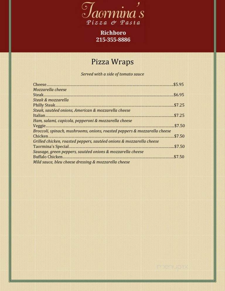 Taormina's Pizza & Panini - Richboro, PA menu_pic