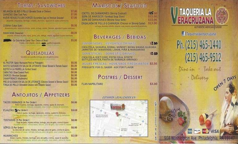 Taqueria Veracruzana - Philadelphia, PA menu_pic