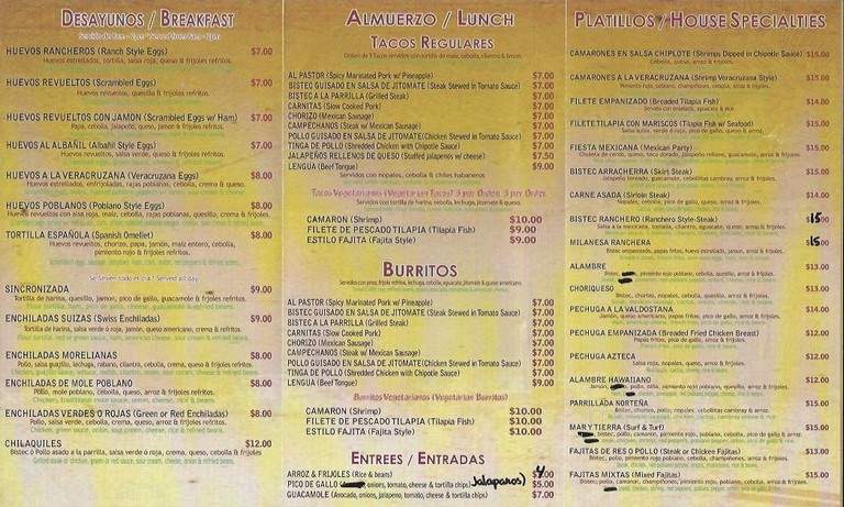 Taqueria Veracruzana - Philadelphia, PA menu_pic