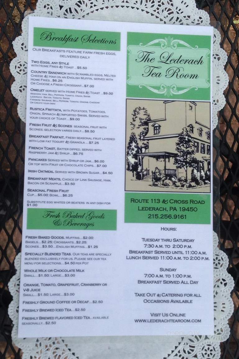 Tea Room - Lederach, PA menu_pic